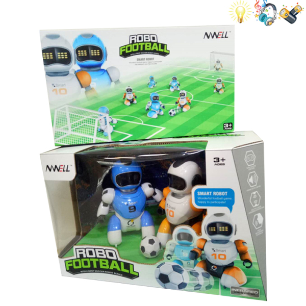 2只装足球机器人带球门,USB 遥控 2通 灯光 音乐 不分语种IC 包电 塑料