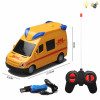 救护车带USB线 遥控 1:18 4通 灯光 主体包电，遥控器不包电 黑轮 塑料