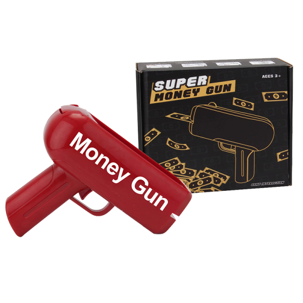 红色 MONEY GUN喷钱枪带100pcs纸币 软弹 手枪 实色 塑料