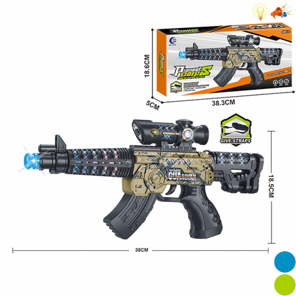 语音枪 2色 电动 冲锋枪 灯光 声音 不分语种IC 实色间喷漆 塑料