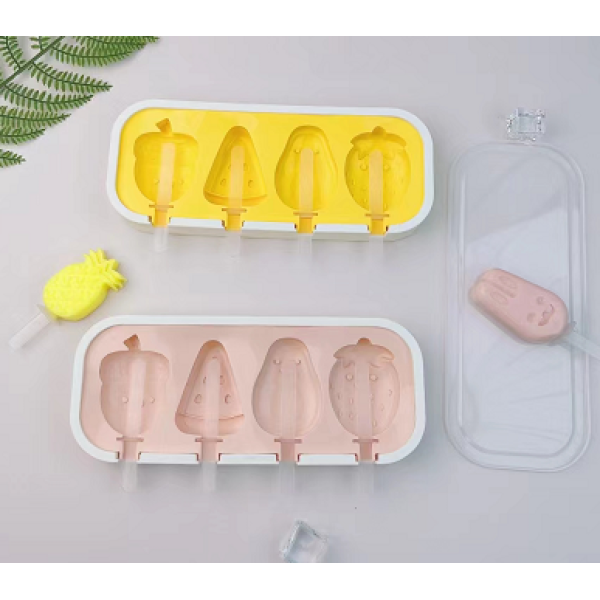 坚果雪糕模（配托盘+盖子+6根塑料棍） 混色 冰淇淋模具 硅胶