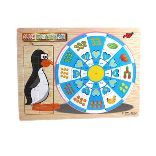 企鹅转盘木制拼板 木质