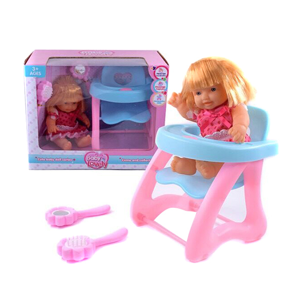 娃娃带餐椅,梳子,镜子  巴比娃娃  糖胶娃娃  糖胶公仔  布绒玩具  仿真娃娃 10寸 搪胶
