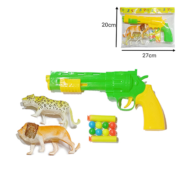 枪带动物2色 软弹 乒乓球 手枪 实色 塑料