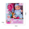Blow-up body fixed-eye doll with potty, tableware, bottles, keys