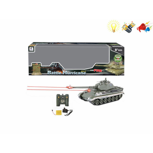 德国虎王坦克碉堡带充电器 遥控 对战 灯光 声音 不分语种IC 包电 塑料