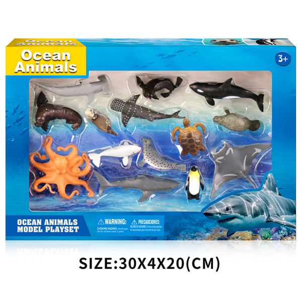 14(PCS)仿真实心海洋动物套装 塑料