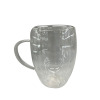 8.5*11cm350ml带手柄双层玻璃杯 单色清装 高硼硅耐热玻璃