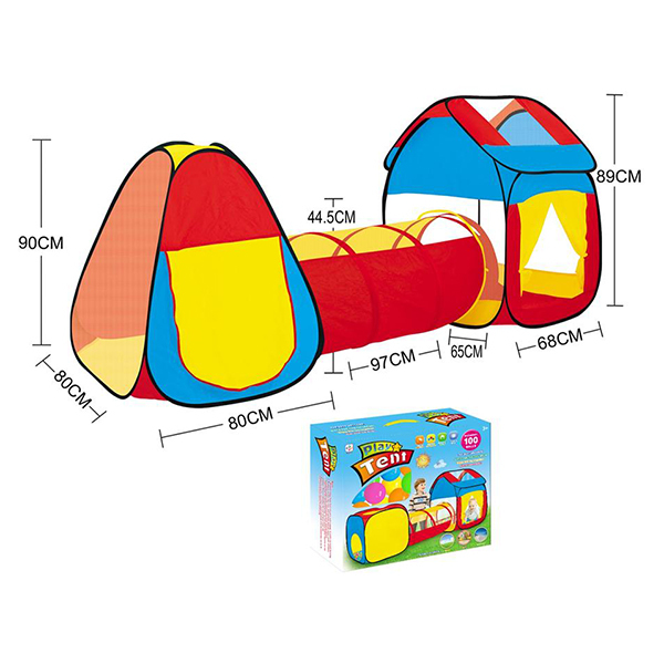 三合一儿童游戏屋合体隧道爬筒帐篷带100粒海洋球 布绒