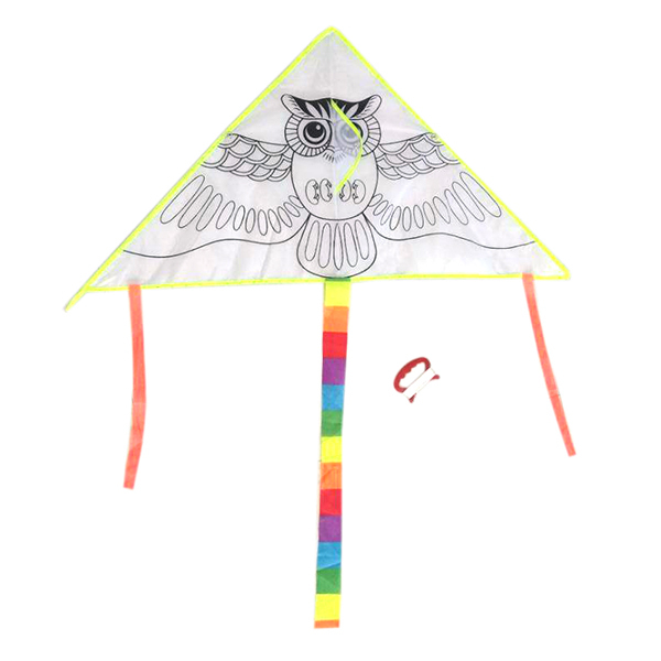 100cm三角形卡通猫头鹰填色风筝带线 布绒
