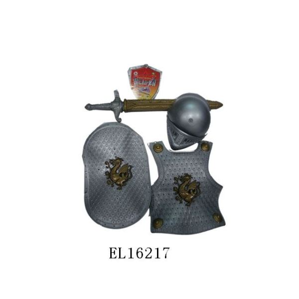 金龙战甲+盾牌+头盔+吹瓶剑 实色 塑料