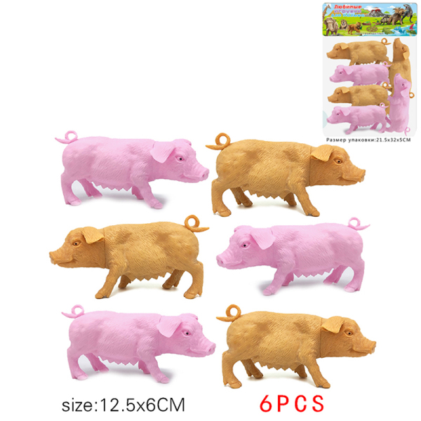 6(pcs)农场小猪套装 塑料
