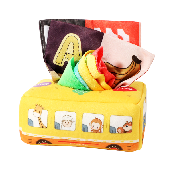 撕不烂的餐巾盒 抽纸婴儿玩具 仿真抽纸玩具 益智早教抽抽乐玩具 巴士款 布绒