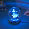 创意水晶球小夜灯（6cm圆球+树脂底座） 单色清装 塑料