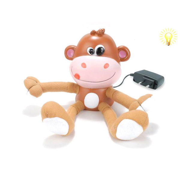 布绒脚手猴子台灯带充电器 塑料