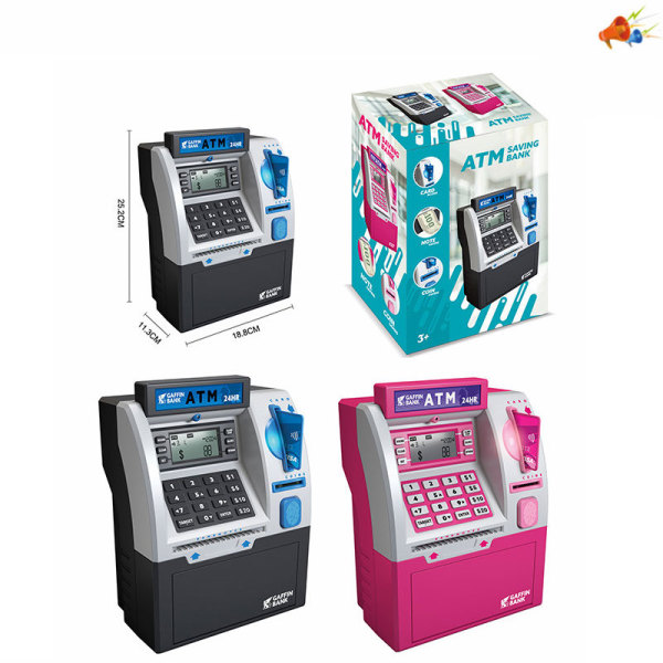 ATM收银机 2色 仿真 声音 不分语种IC 可存钱 塑料
