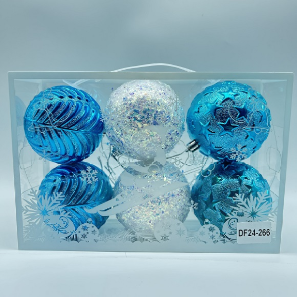 6PCS 8cm装饰挂件圣诞球6个装 单色清装 塑料