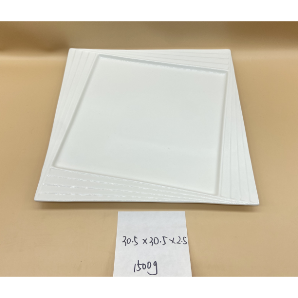 白色瓷器餐盘
【30.5*30.5*2.5CM】 单色清装 陶瓷