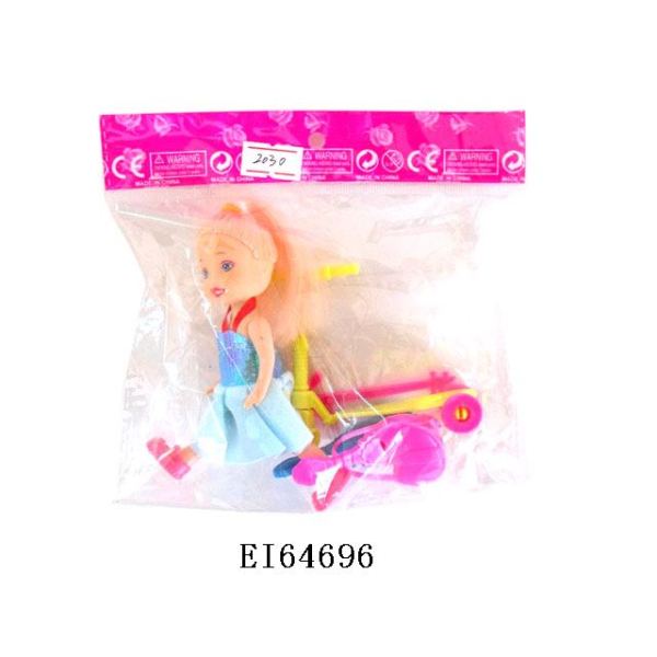 3.5寸实身小娃娃配滑板车,吉他,配件 塑料