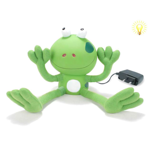 布绒脚手青蛙台灯带充电器 塑料