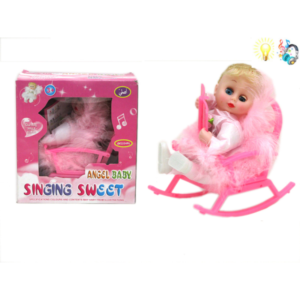 摇椅天使娃娃带灯光音乐 不分语种IC 塑料