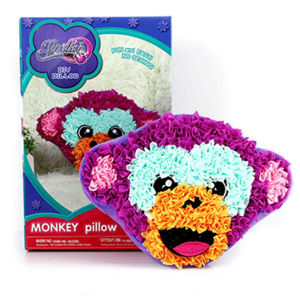 DIY手工布艺毛绒小猴抱枕 带编织器 布绒