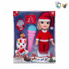 3款3D眼空身圣诞女孩肥童娃娃带雪人,圣诞老人,圣诞树,小礼物 9寸 音乐 英文IC 包电 搪胶
