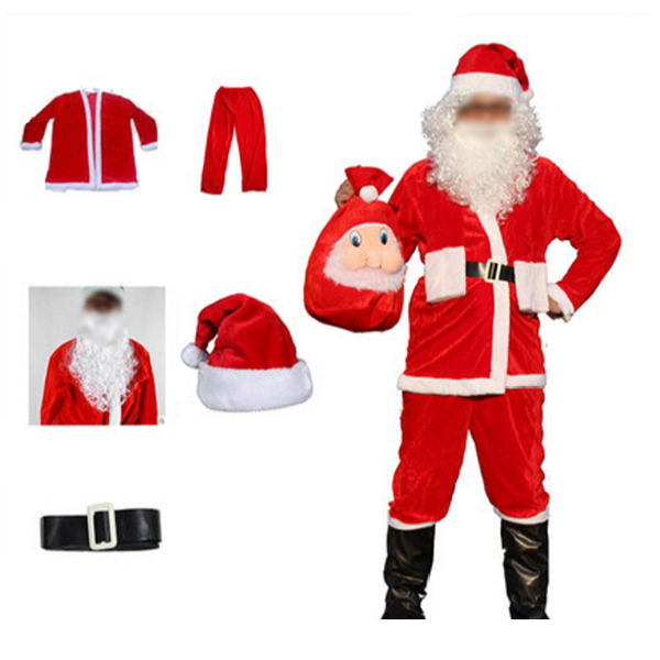 4件套男款圣诞老人服装 165-180cm 布绒