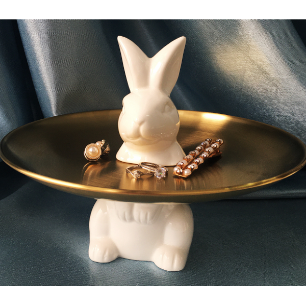 10寸分体兔配金盘 单色清装 陶瓷