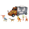 犀牛运输车配6只动物和一棵树 滑行 开门 黑轮 塑料