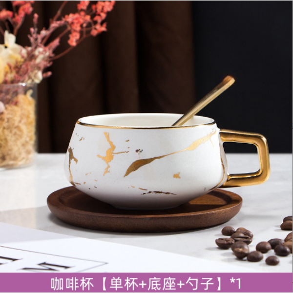 北欧风轻奢大理石纹陶瓷咖啡杯【400ML】 单色清装 陶瓷