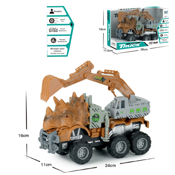 恐龙越野大轮挖机车 惯性 黑轮 塑料