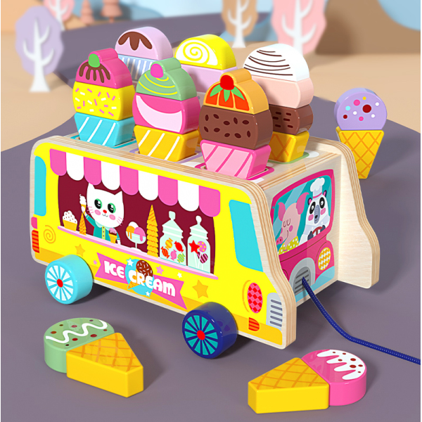拖拉冰淇淋车 单色清装 木质