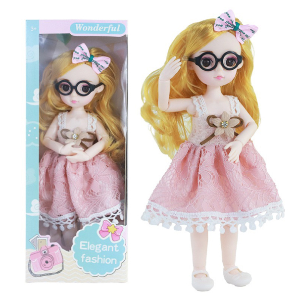 高品质实身13关节3D真眼珠肥童娃娃带眼镜  塑料