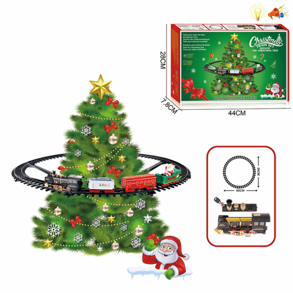 悬挂圣诞树轨道火车套装 电动 灯光 声音 不分语种IC 塑料