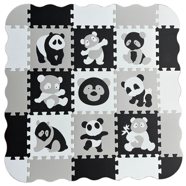 9pcsEVA拼图地垫(9片大熊猫+围边：黑色/浅灰/白色)  塑料