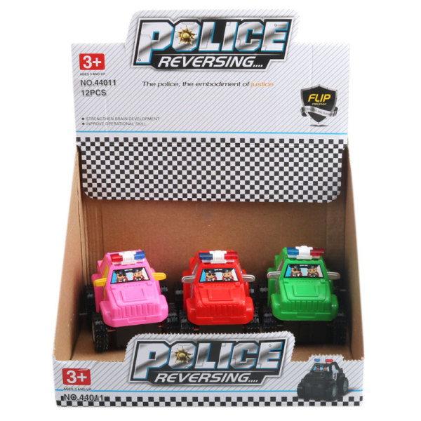 12PCS 特效警车 惯性 实色 警察 塑料
