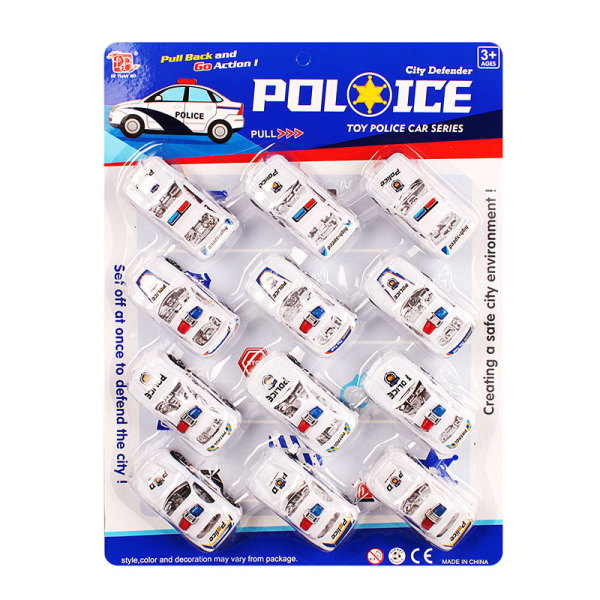 12只4款警车 回力 警察 塑料