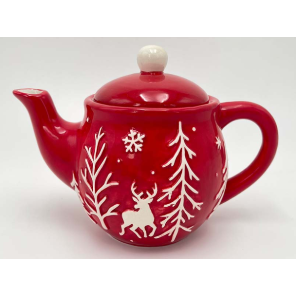 雪花树茶壶 单色清装 陶瓷