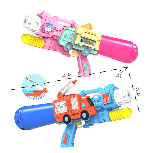 2款式甜品消防车充气水枪 塑料