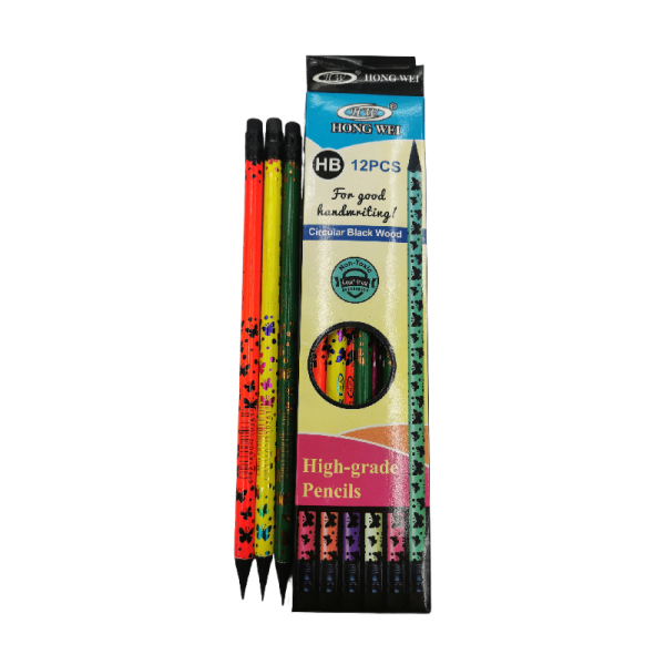12PCS 黑木铅笔 石墨/普通铅笔 HB 混色 木质