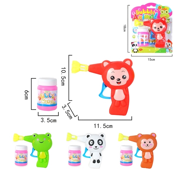 4款熊猫/阿狸/青蛙/猴子泡泡枪配1瓶水 惯性 塑料
