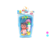 小娃娃带婴儿浴盆,奶瓶,小鸡,瓶子,梳子粉红,粉蓝2色 塑料