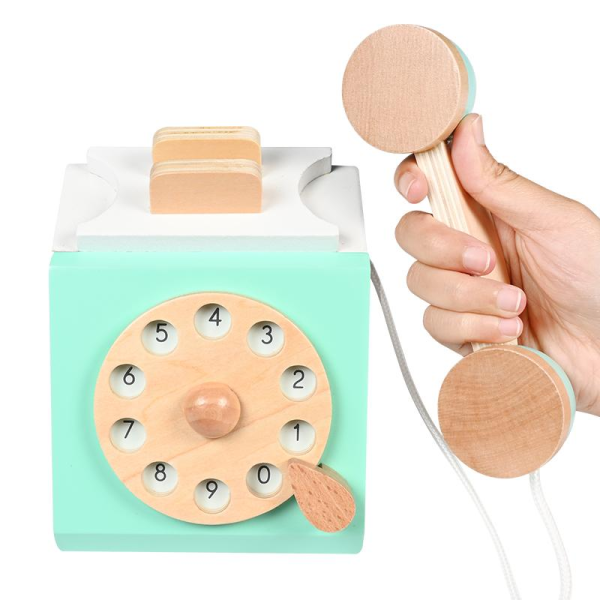 儿童木制玩具电话机【12*12*13CM】 单色清装 木质