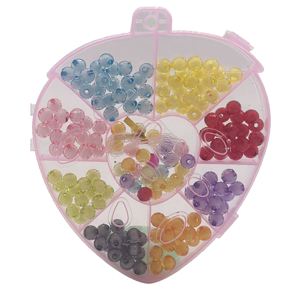 12pcs儿童DIY粉红盒珠中珠串珠-草莓 塑料