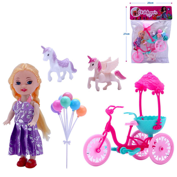 小凯丽带2pcs塑料马,三轮车,气球 3.5寸 塑料