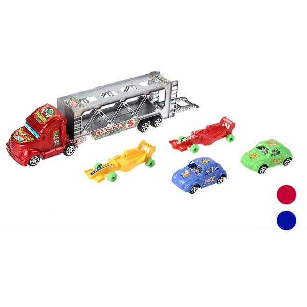喷漆双层惯性拖头车载2只滑行甲虫车,2只滑行方程赛车,红蓝2色 塑料