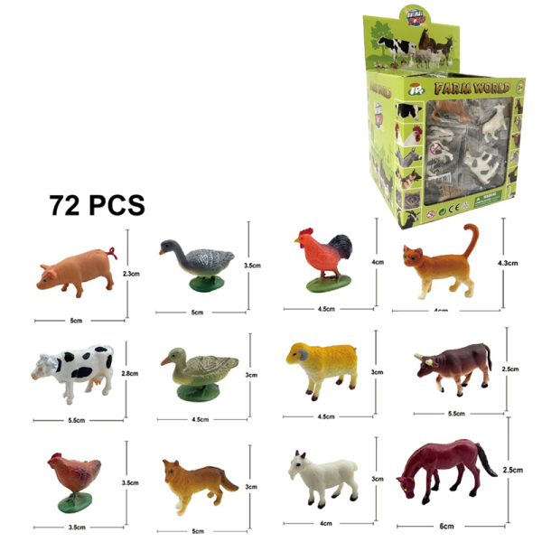 72PCS 多款式2寸农场动物 塑料