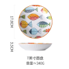 7寸多彩鱼条纹深圆盘 单色清装 陶瓷