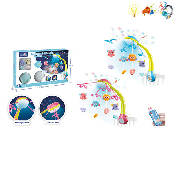 婴儿床头铃 遥控 灯光 声音 投影 音乐 不分语种IC 塑料